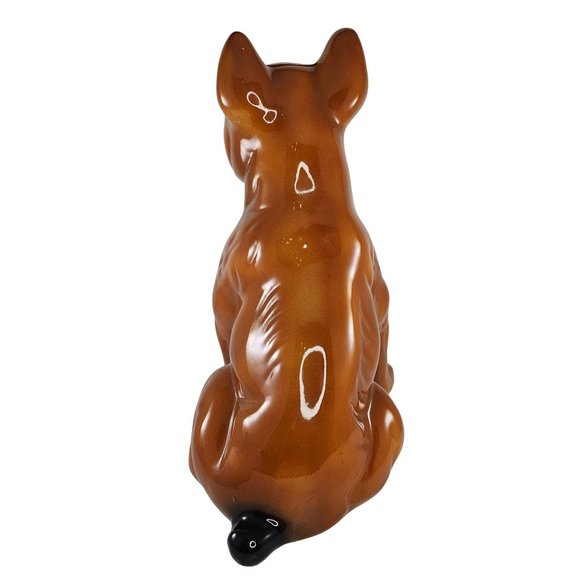 Vintage Boxer Dog Piggy Bank Ceramic Large 13" Bulldog Figurine Brown Black - Picture 7 of 12